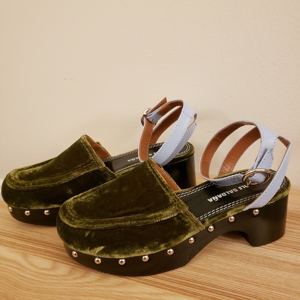 Nicole Saldana Bibi Clog in Velvet Green (size 37)